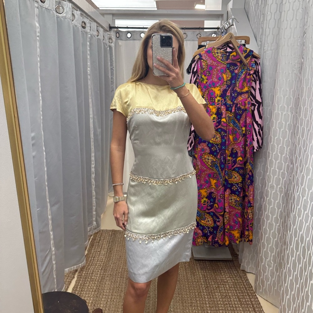 VALENTINO Miss V vintage silk beaded dress. Size 8. Authentic. Great condition.